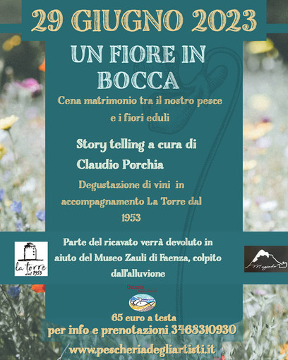 Albissola: ultimi posti disponbili per la cena “Un Fiore in Bocca”, Albissola: ultimi posti disponbili per la cena “Un Fiore in Bocca”,