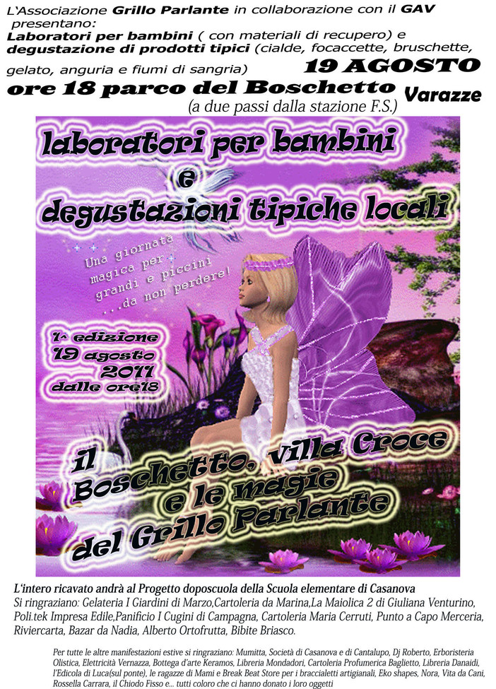Varazze, iniziativa a sostegno del progetto doposcuola della scuola elementare di Casanova