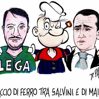 La vignetta: braccio di Ferro tra Salvini e Di Maio