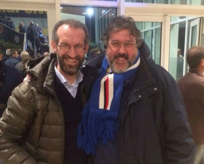 Il consigliere regionale Vaccarezza e il Presidente della Provincia di Imperia Natta ieri sera allo Juventus Stadium per seguire la 'sua' Sampdoria