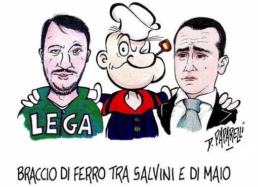 La vignetta: braccio di Ferro tra Salvini e Di Maio