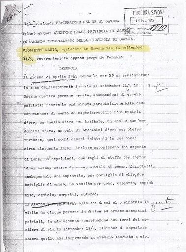 La storia di Maria Viglietti e i furti che subì dai "patrioti" nel 1945 La storia di Maria Viglietti e i furti che subì dai "patrioti" nel 1945