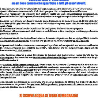 Forum Italiano dei Movimenti per l'Acqua, banchetti in tutta la provincia