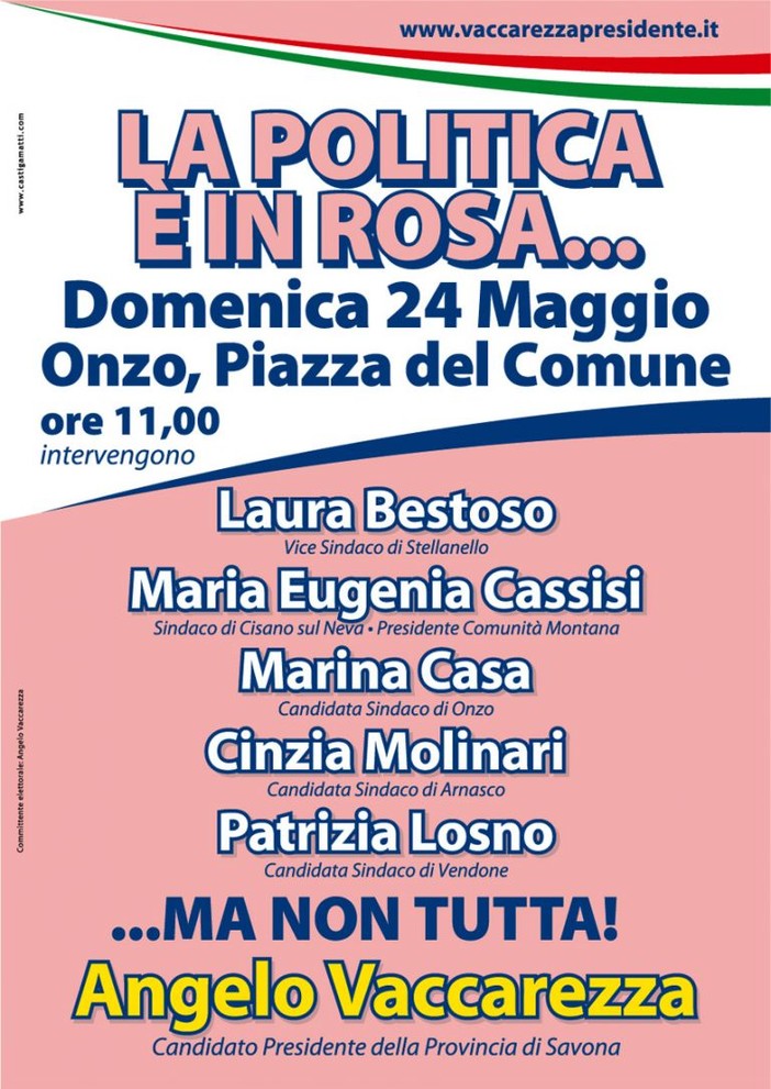 Onzo: le candidate rosa si presentano a Vaccarezza Onzo: le candidate rosa si presentano a Vaccarezza