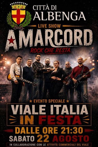 Viale Italia in festa ad Albenga: il 22 agosto la prima edizione con la Amarcord Band Viale Italia in festa ad Albenga: il 22 agosto la prima edizione con la Amarcord Band