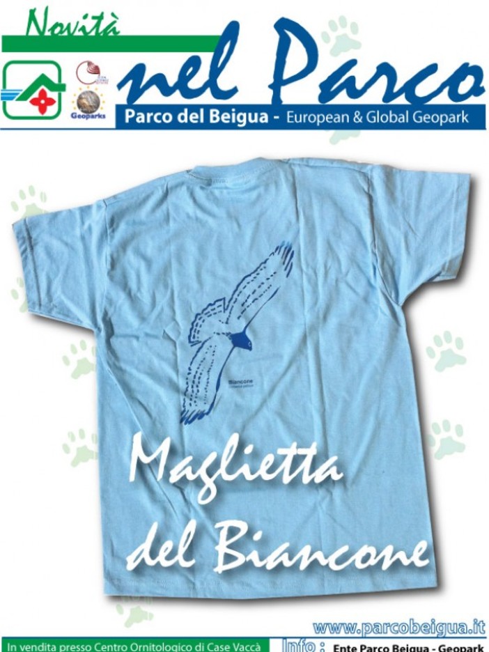 Una maglietta dedicata al “Biancone” , rapace ospite di casa sul Parco del Beigua Una maglietta dedicata al “Biancone” , rapace ospite di casa sul Parco del Beigua