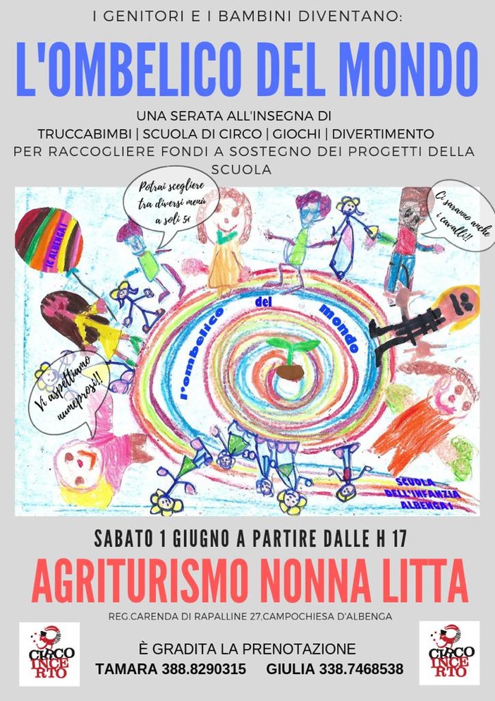 Campochiesa d'Albenga, sabato 1 giugno l'evento per famiglie "L'ombelico del mondo"
