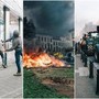 Bruxelles, migliaia di agricoltori in piazza: scontri vicino al Parlamento europeo Bruxelles, migliaia di agricoltori in piazza: scontri vicino al Parlamento europeo