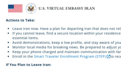 'Abbandonate l'Iran'. Il messaggio dell'ambasciata Usa, attacco imminente?