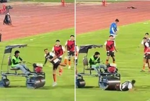 Calciatore investito in campo, l'incidente da brividi Calciatore investito in campo, l'incidente da brividi